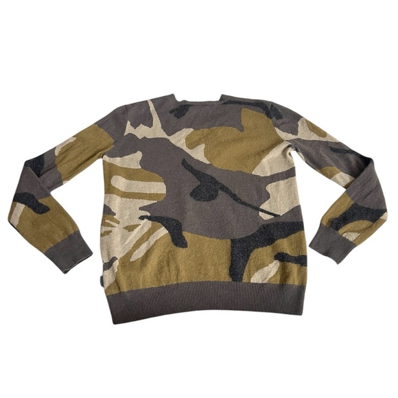 {Burberry 100% Cashmere Camouflage V-Neck Sweater Small Luxury Green Black} - Picture 3 of 16
